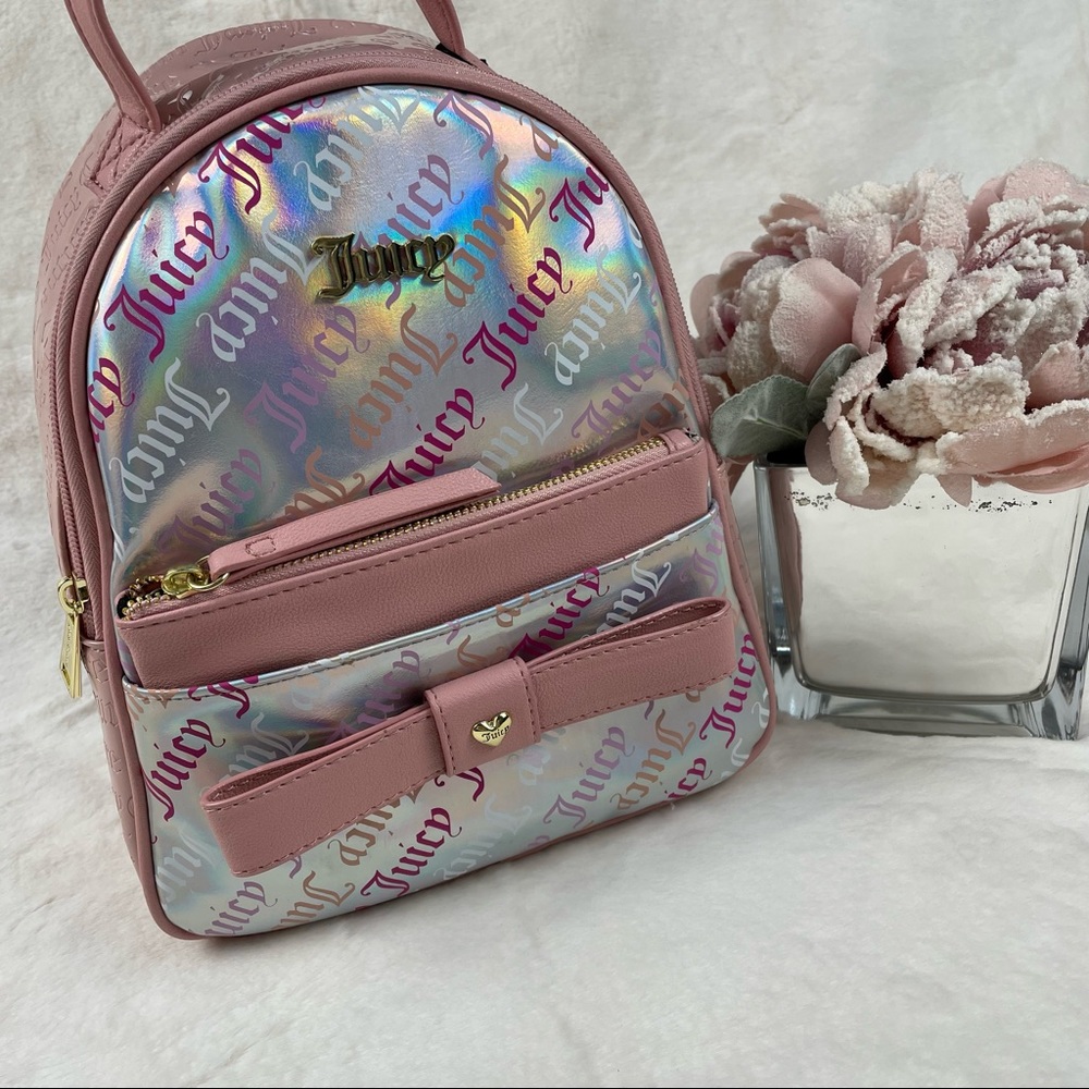 Juicy Couture Pink Hologram Peek A Bow Backpack